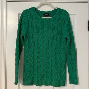 Lands End Green Cable Knit Sweater Size M